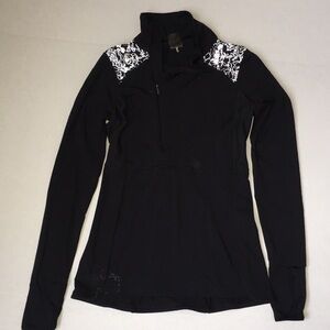 Calia by Carrie Underwood Black Floral Shoulder Quarter-Zip Pullover | Size S